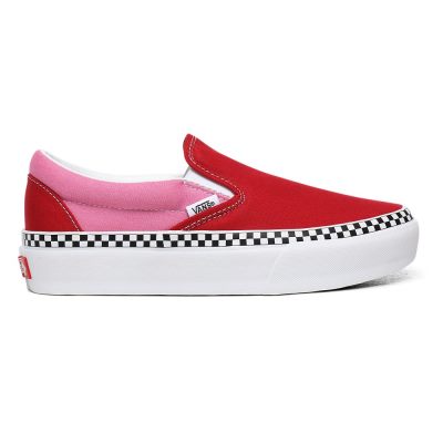 Vans 2-Tone Classic Slip-On Platform - Kadın Slip-On Ayakkabı (Kırmızı Küpe Çiçeği)